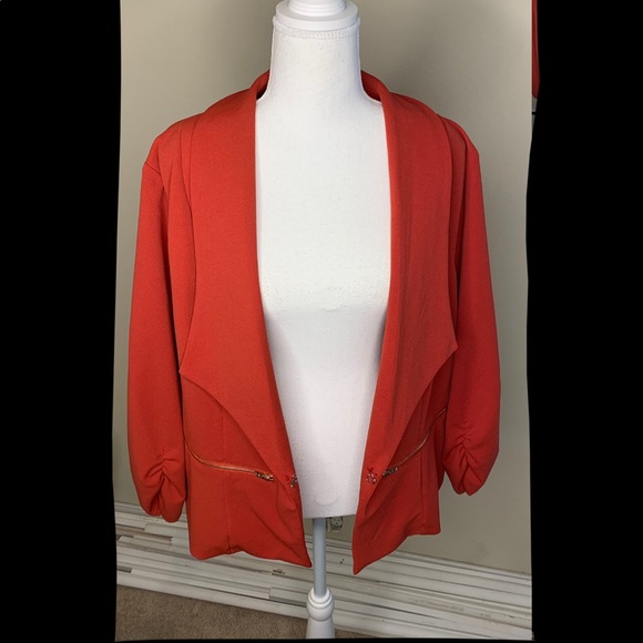 FASHION TO FIGURE: Orange Blazer Jacket - Hook & Eye Closure (FTF) 🦆 - Picture 3 of 6